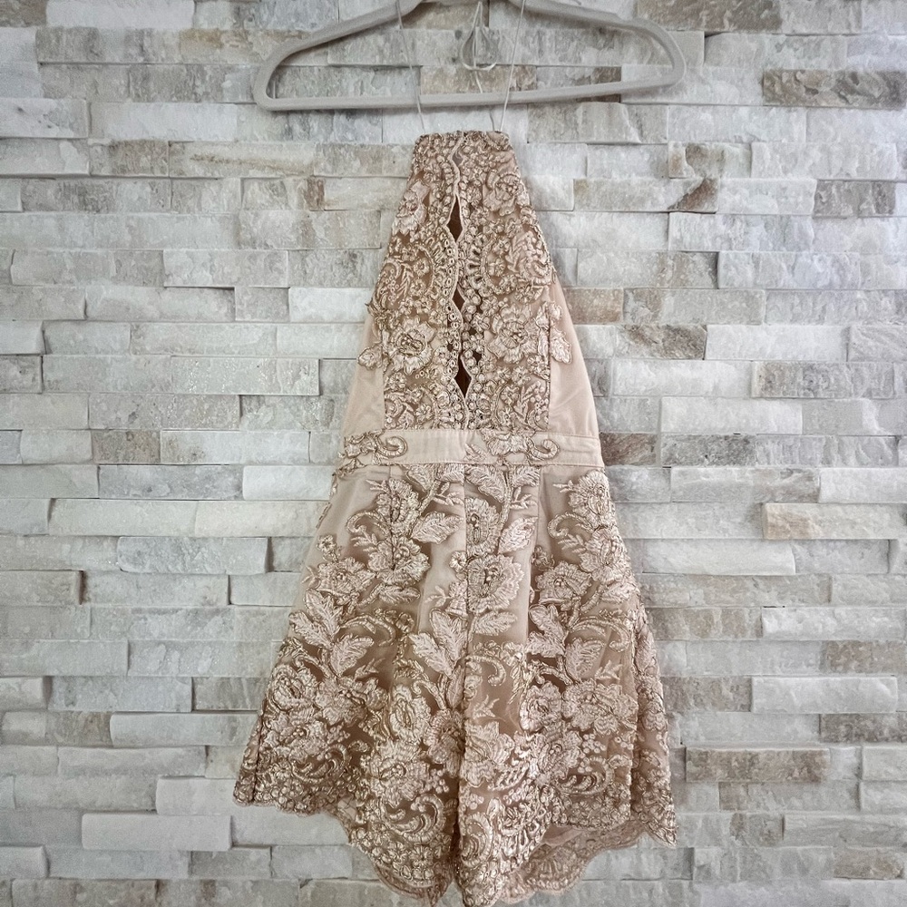 Gold Mini Fit and Flare Romper